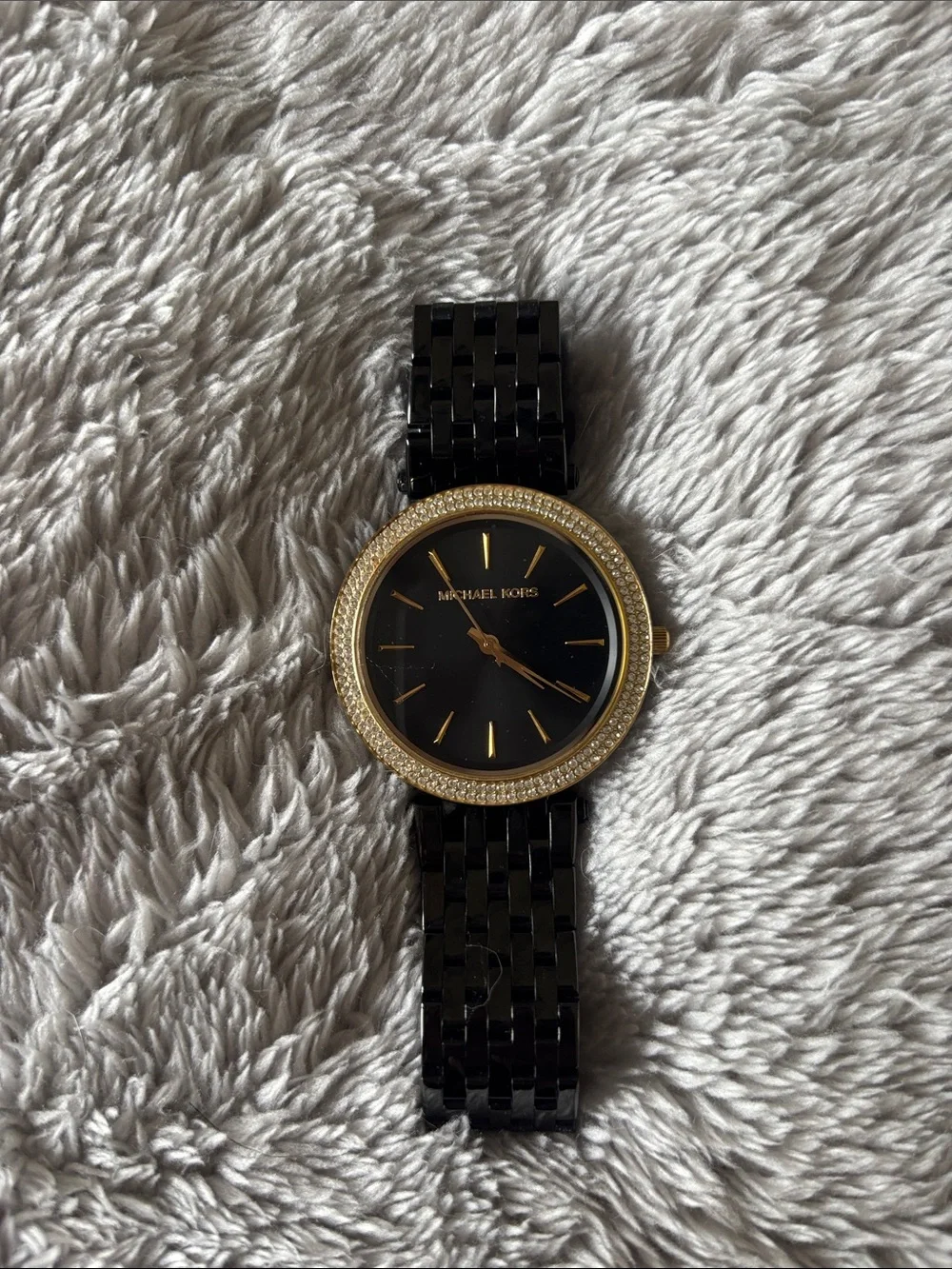 Michael Kors Black Dial Watch with Gold-Tone Bezel